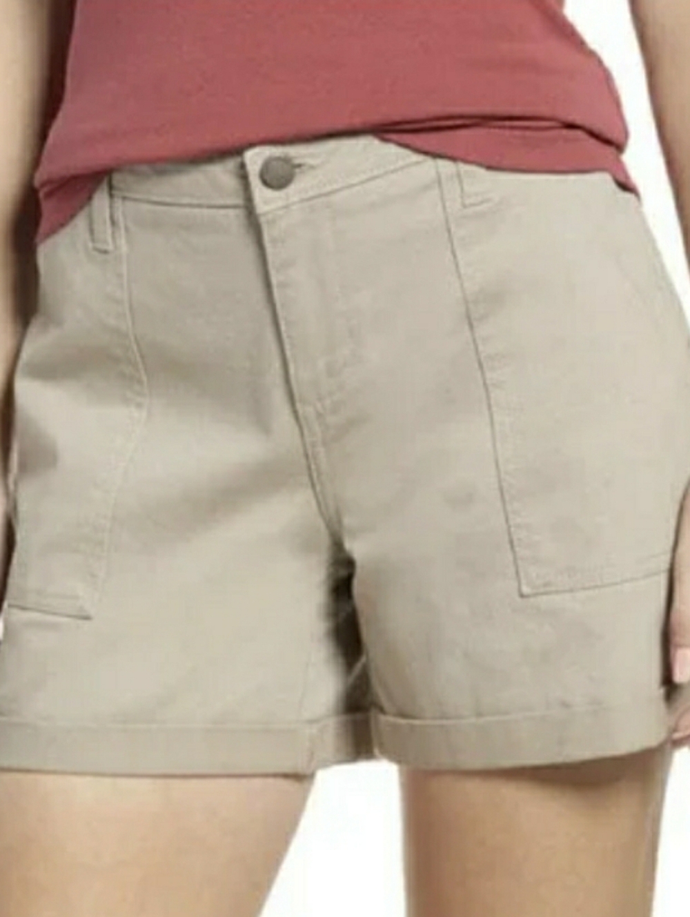 Caslon Rolled Cuff Twill Shorts in Brown, Size 14